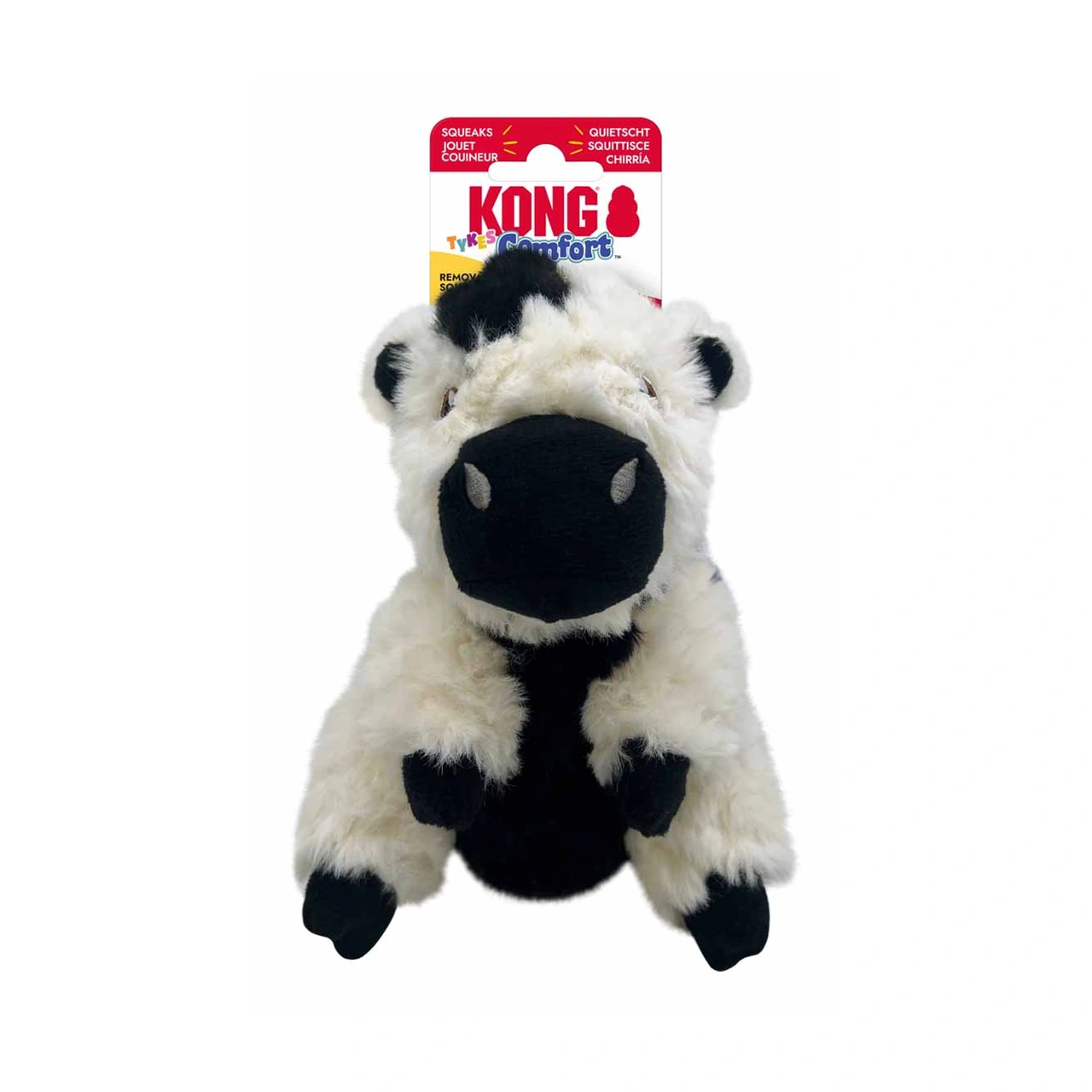 KONG Comfort Tykes Cow S 19 x 14 x 10 cm - hundebamse med aftagelig lyd